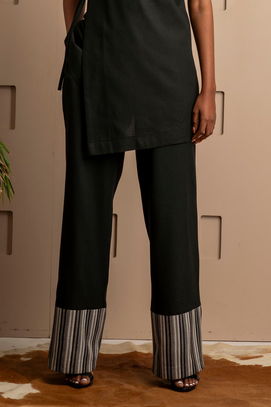 Wide-Leg Linen Trousers with Lepe Cotton Trim